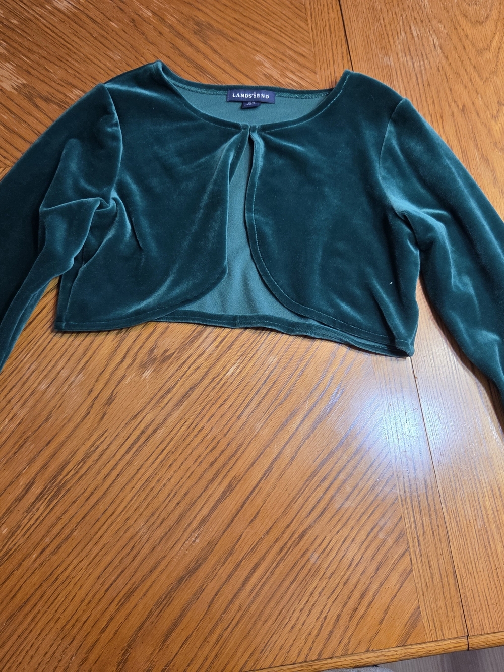 Lands' End Emerald Velvet Cropped Bolero